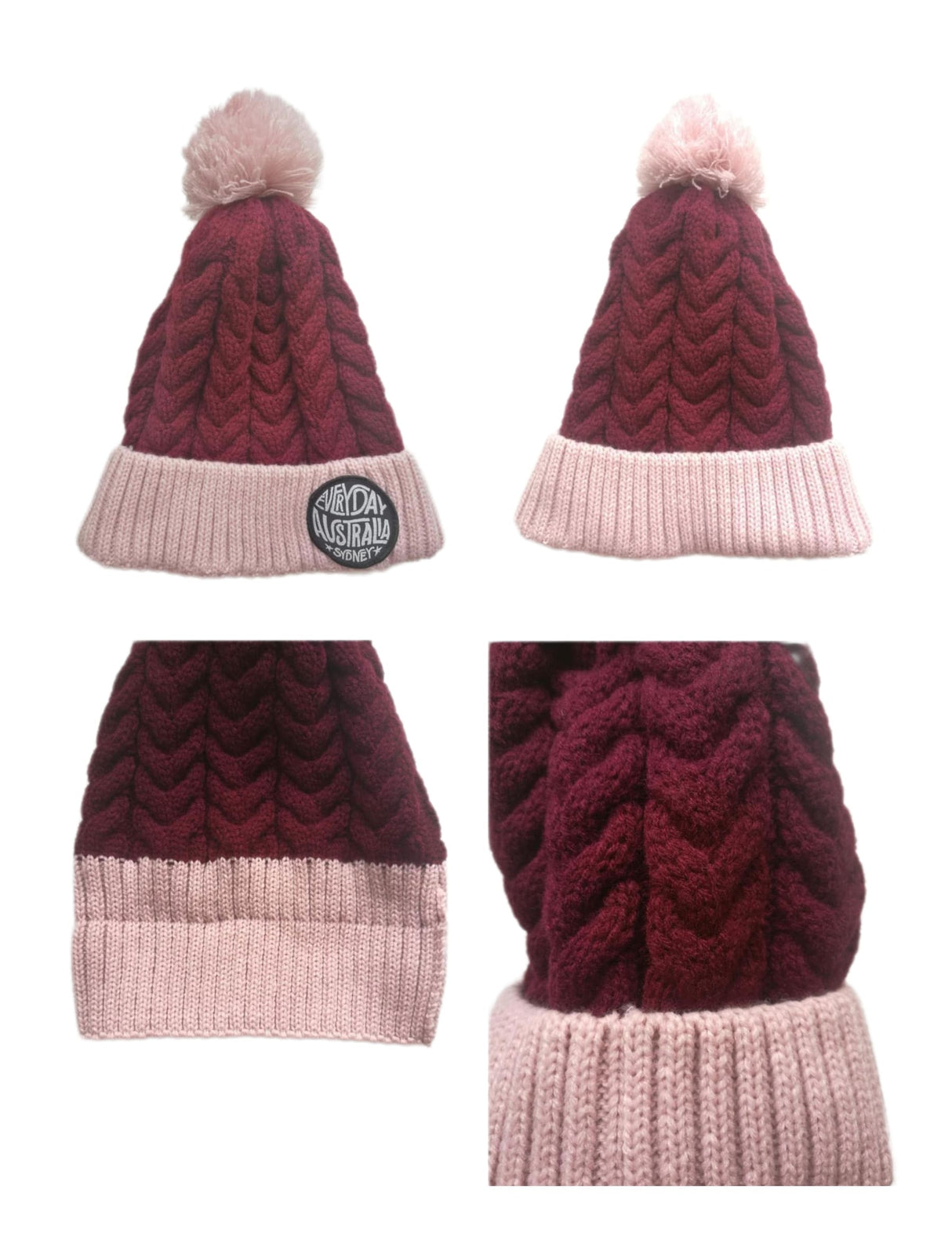 Bonnet en tricot avec pompon et revers 