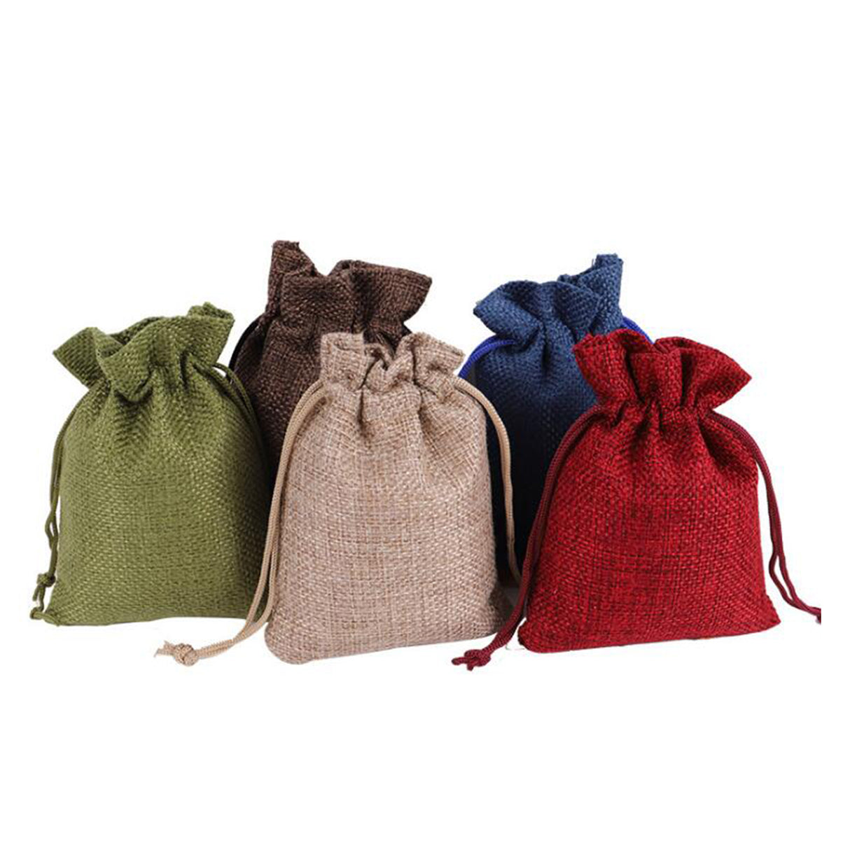 Bolsa de arpillera de imitación con cordón 