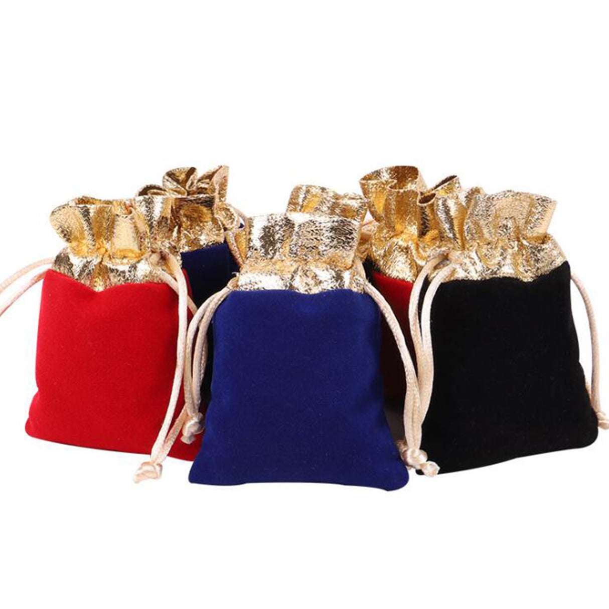 Bolsas de embalaje de terciopelo suave dorado 