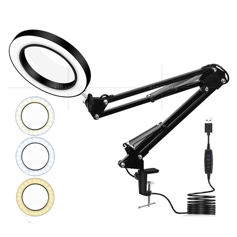 Loupe avec lumière et support 