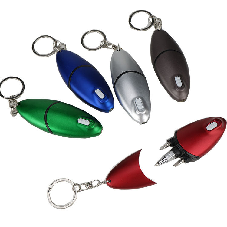 Porte-clés avec tournevis, stylo à bille et lumière LED 