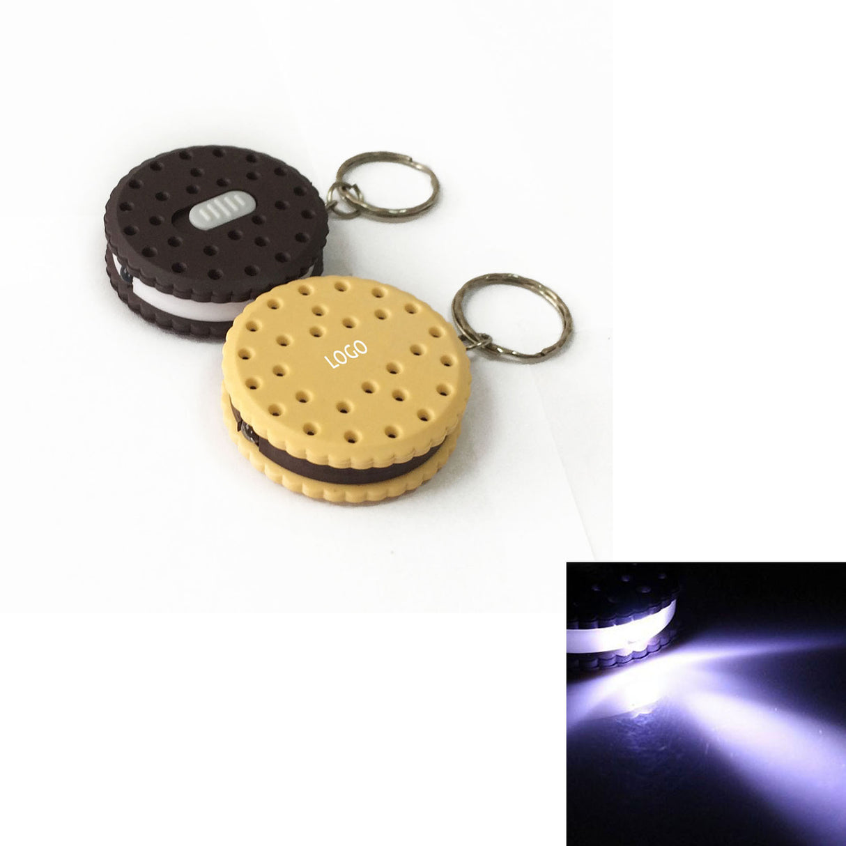 Biscuit  Shaped Led Light Keychain