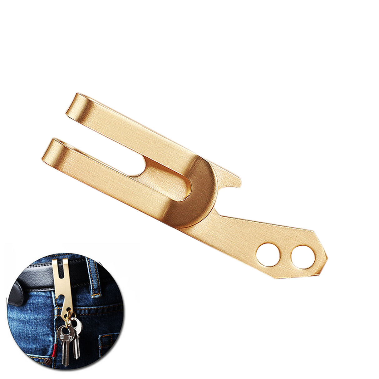 Cartera con clip para billetes de latón 3 en 1 