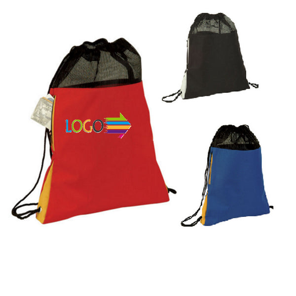 Tri Tone Mesh Drawstring Bag