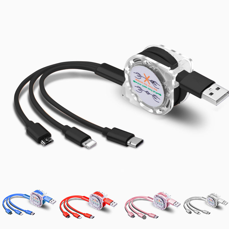 3-in-1 Retractable Charging Cord For Phone And Ipad