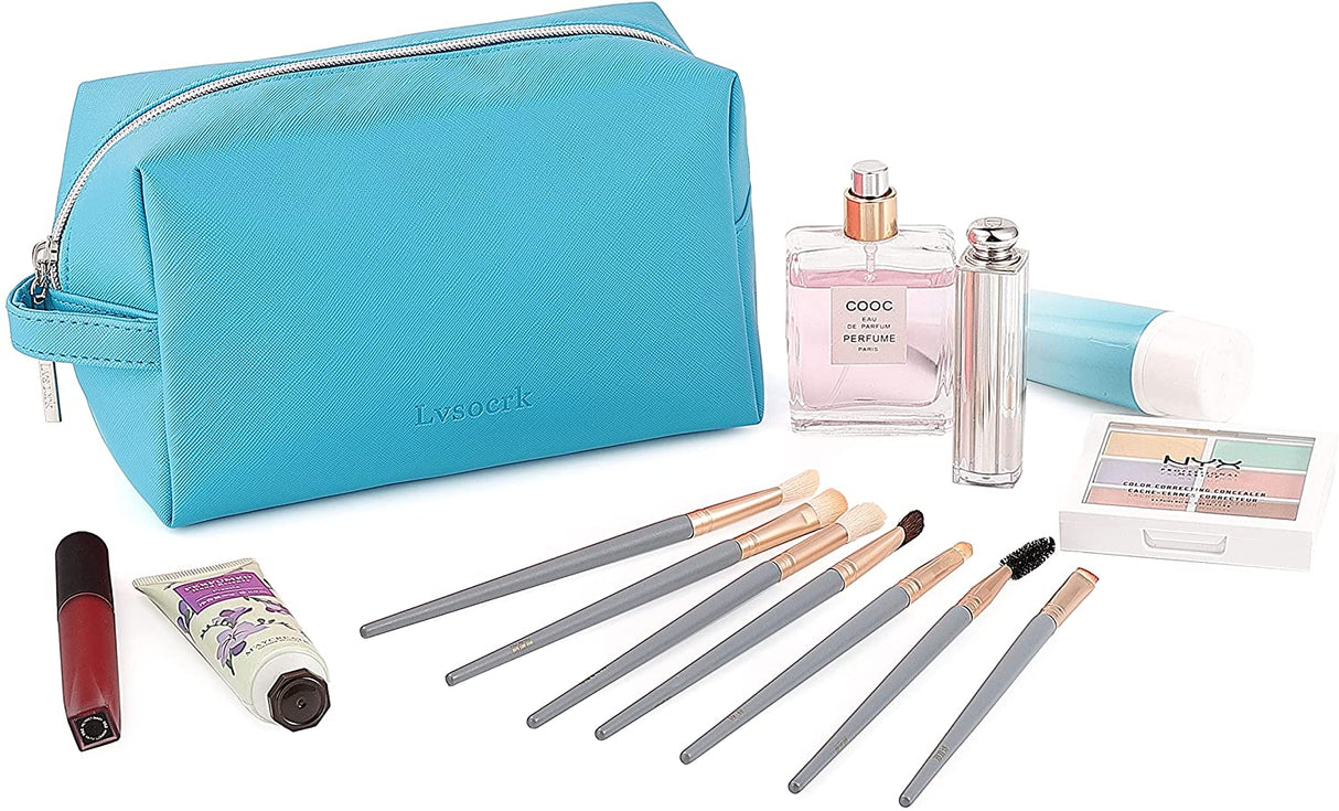 Pu Leather Makeup Bag With Handle