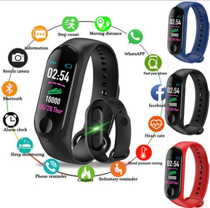 Bracelet intelligent M3 avec écran couleur 