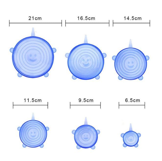 Paquete de 6 tapas elásticas de silicona 