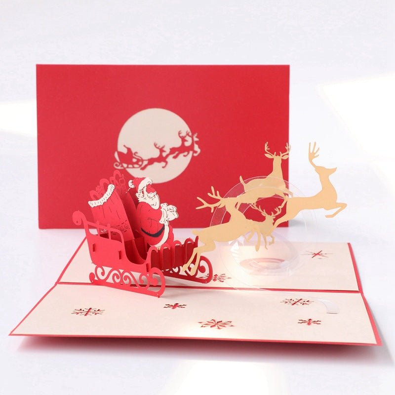 3d Christmas Reindeer Sleigh Pop - up Card - Yorkn Inc✅