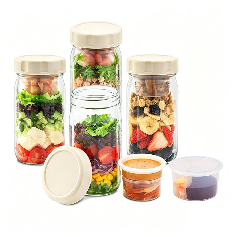 4 Pack Glass Salad Jars - Yorkn Inc✅