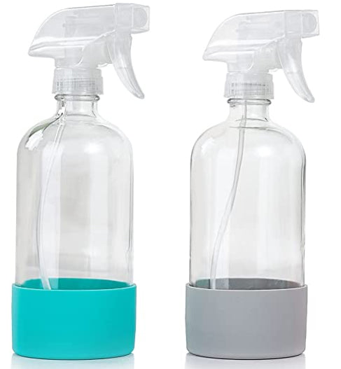 Botella de spray de vidrio recubierta de silicona 