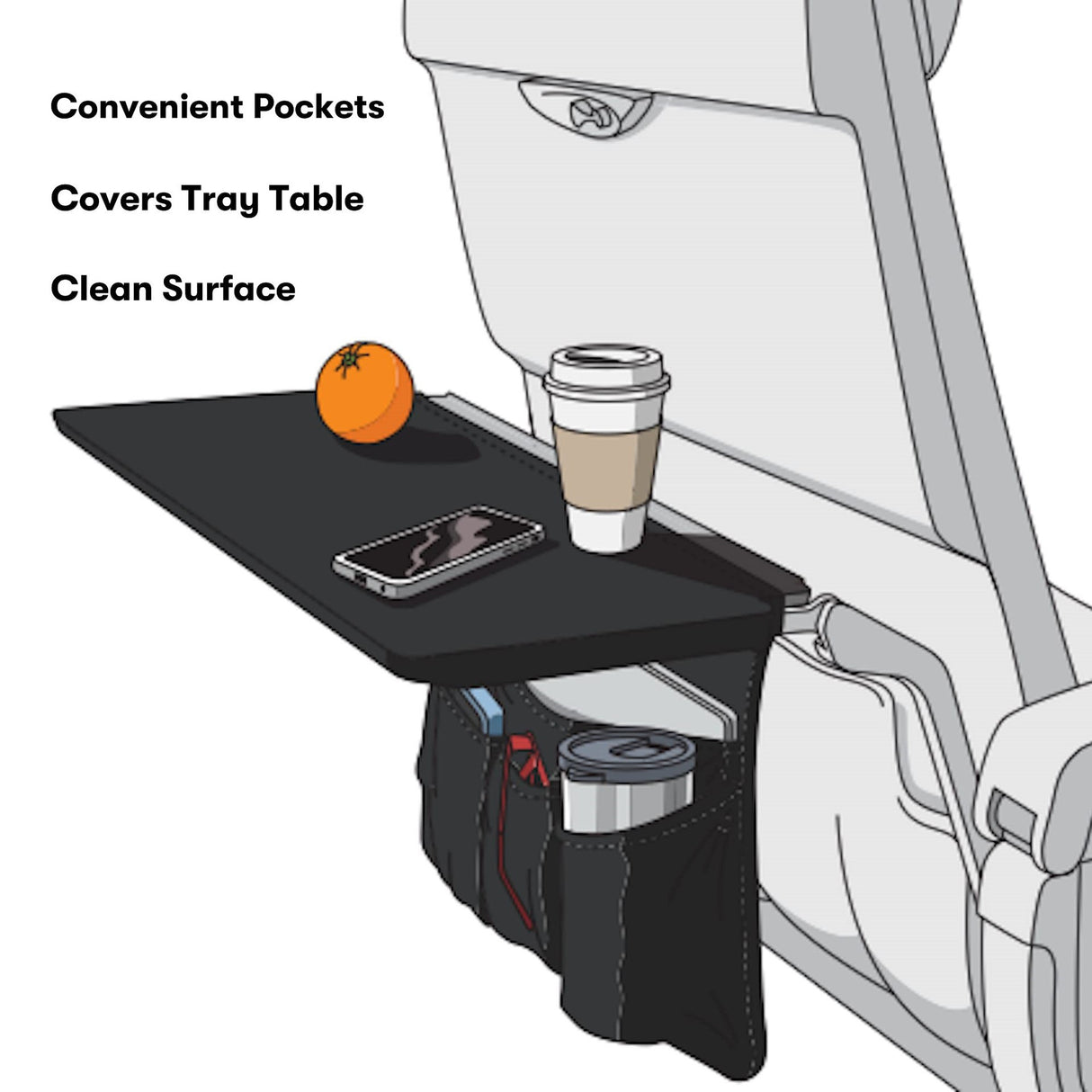 Airline Tray Table Cover With Pockets