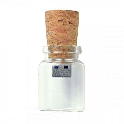 Botella de vidrio USB 