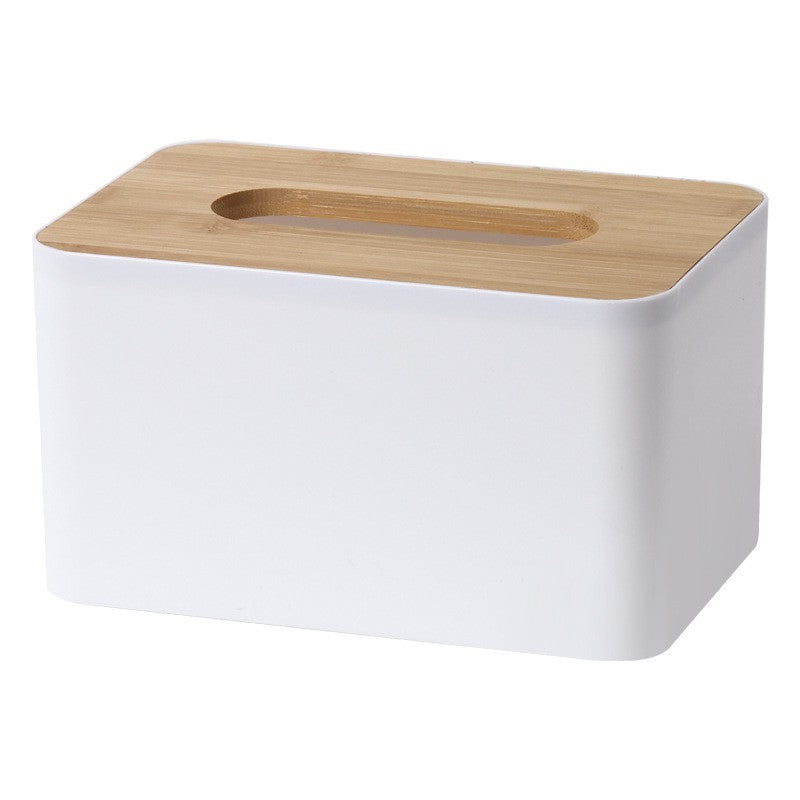 Caja de pañuelos con cubierta de bambú y madera 