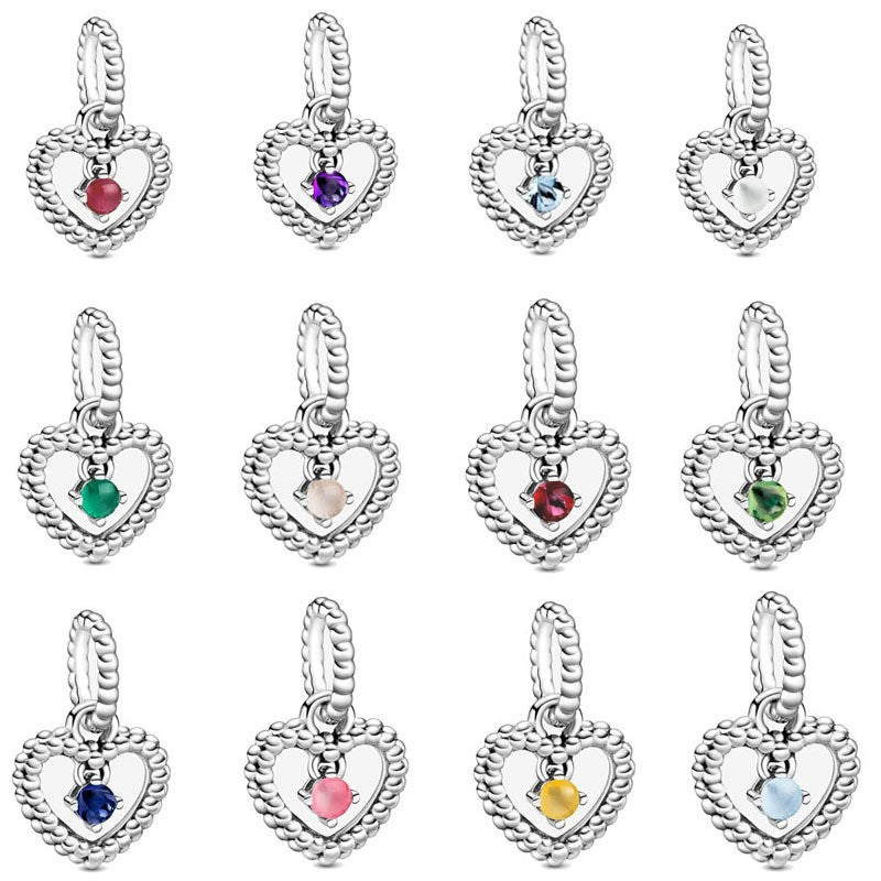 Piedra de nacimiento de doce colores con cadena como conjunto para collar