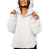 Solid Color Hooded Cotton Coat