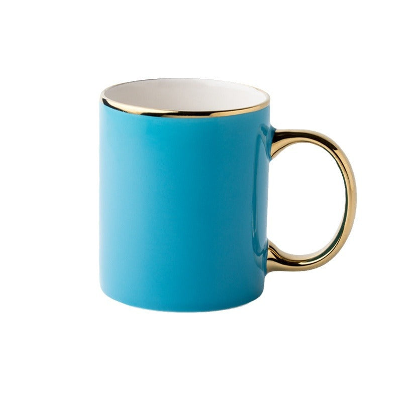 Tasse en céramique à bord doré de 12 oz 