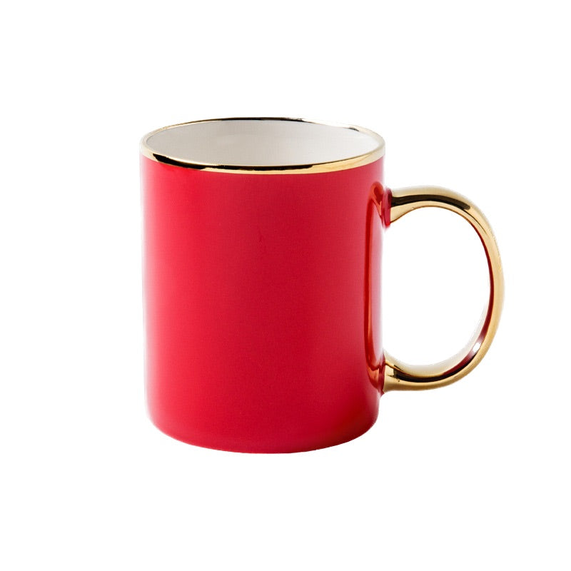 Tasse en céramique à bord doré de 12 oz 
