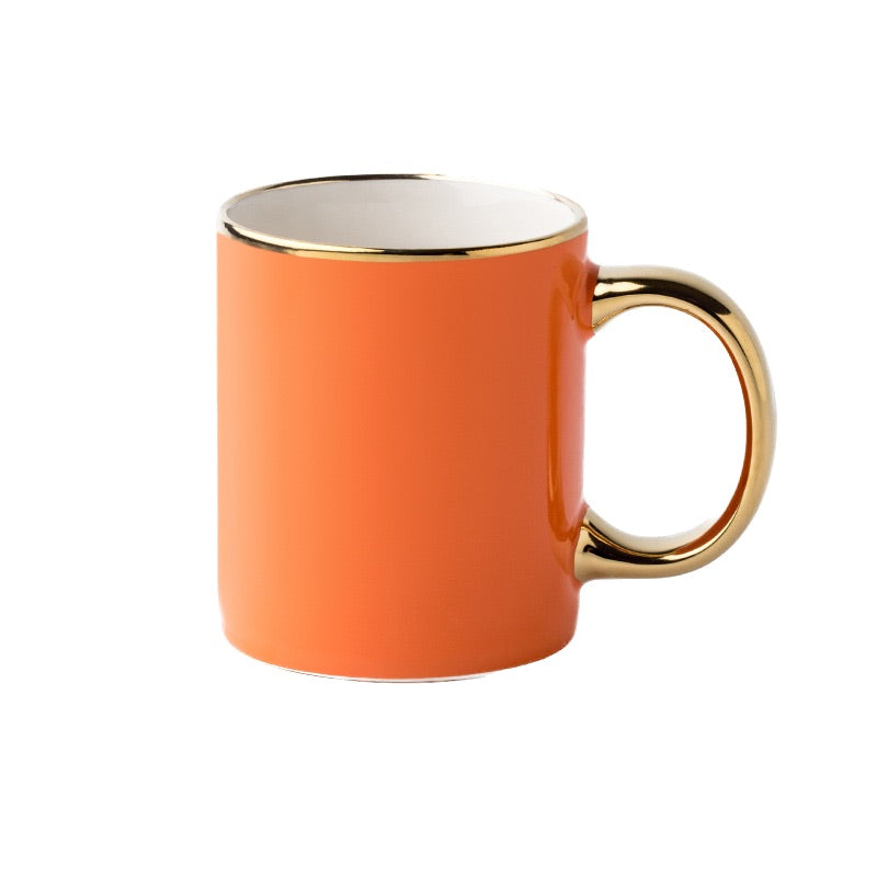 Tasse en céramique à bord doré de 12 oz 