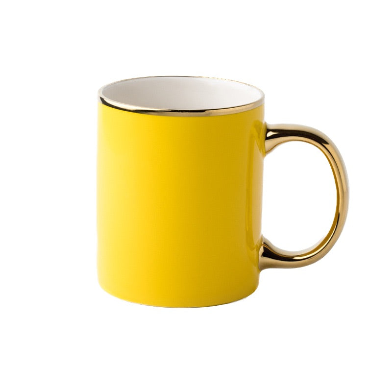 Tasse en céramique à bord doré de 12 oz 