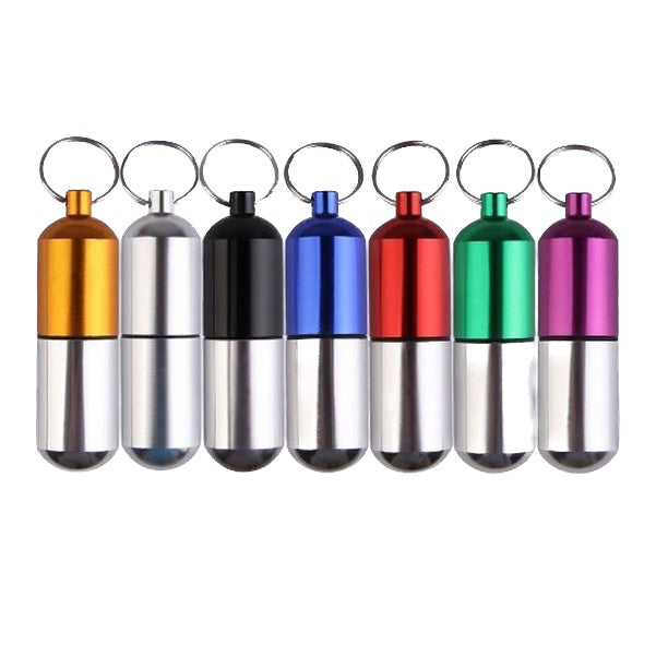 Porte-clés pilulier en aluminium 
