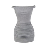 Off Shoulder Ruched Bodycon Mini Dress