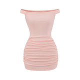 Off Shoulder Ruched Bodycon Mini Dress