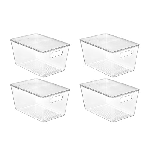 4pcs Clear Storage Bin With Lid