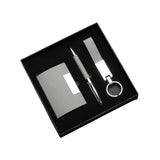 Pu Leather Business Card Holder Keychain & Metal Pen Set