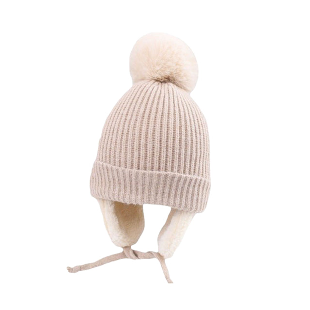 Fleece-lined Knitted Earflap Beanie Hat