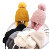 Fleece-lined Knitted Earflap Beanie Hat