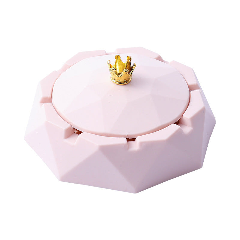 Cendrier Crown en acier inoxydable avec couvercle 