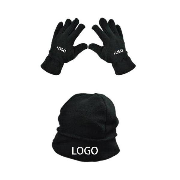 Fleece Beanie Hat And Gloves Set