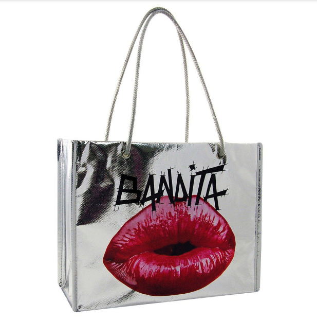 Sac fourre-tout argenté métallisé en couleur 