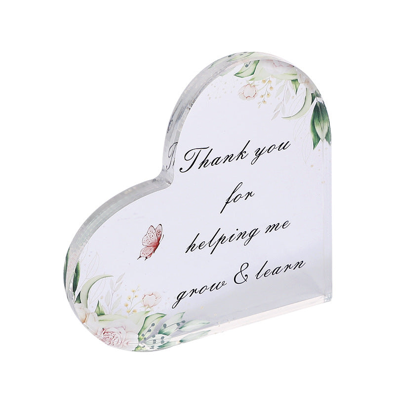 Plaque acrylique personnalisée en forme de cœur 