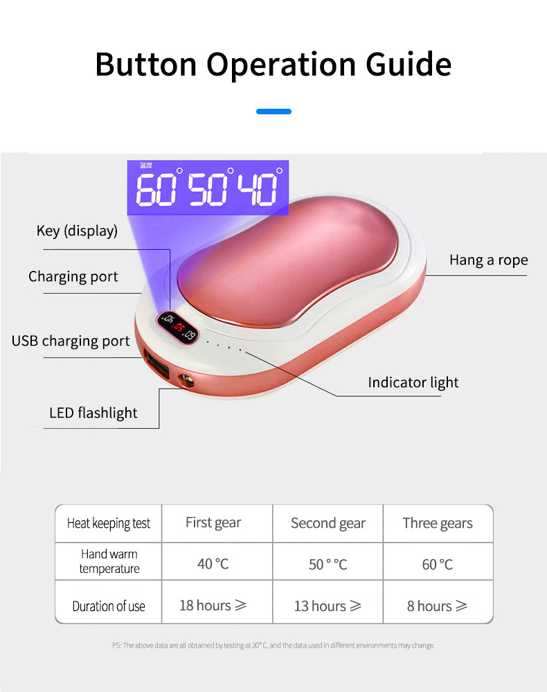 Calentador de manos con batería externa de 10000 mAh 