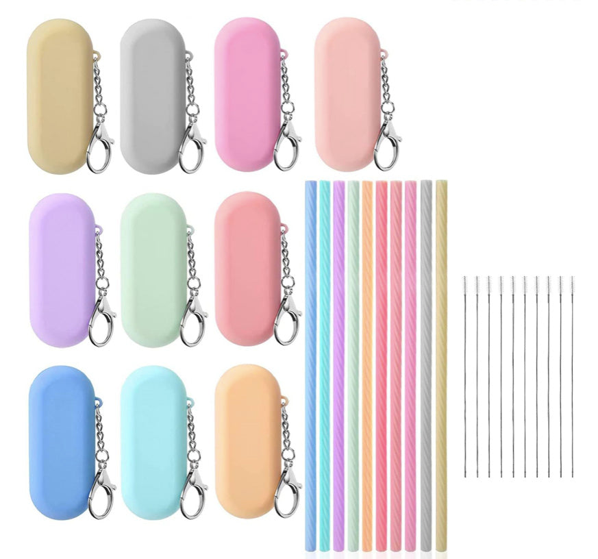 Kit de pajitas plegables de silicona 