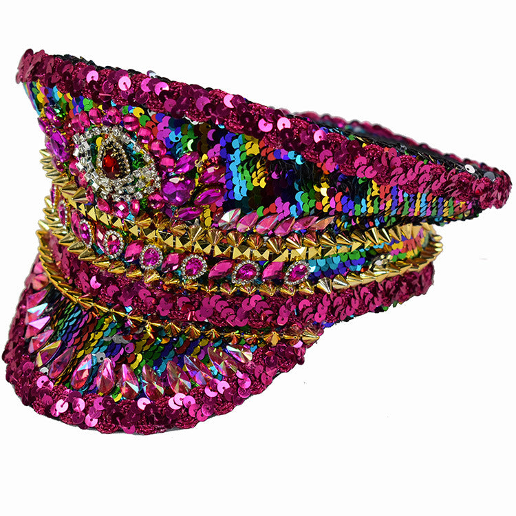 Chapeau de fête à paillettes et diamants d'eau 