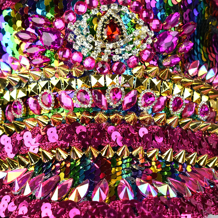 Chapeau de fête à paillettes et diamants d'eau 