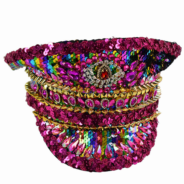 Chapeau de fête à paillettes et diamants d'eau 