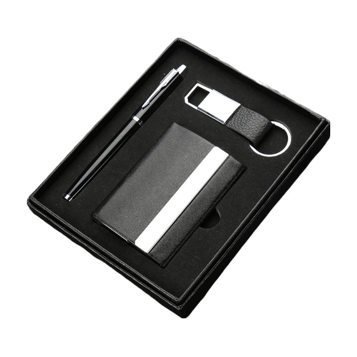Estuche para tarjetas de presentación, llavero y bolígrafo 