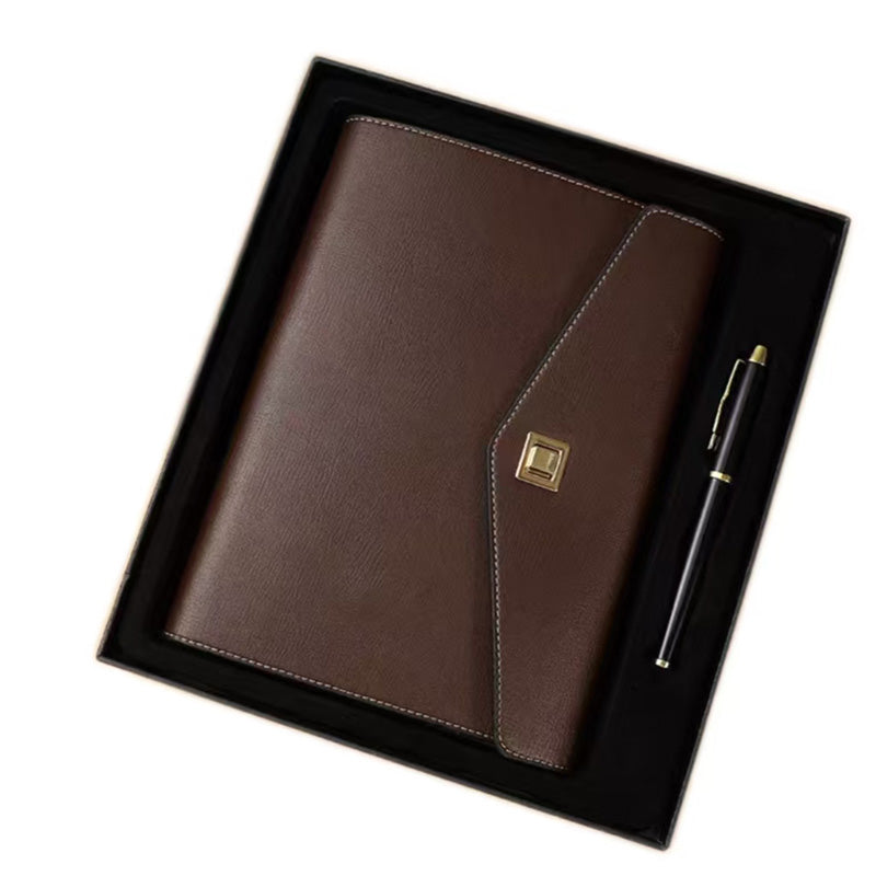 Office Gift Set - A5 Soft-cover Loose-leaf Notebook & Metal Signature Pen