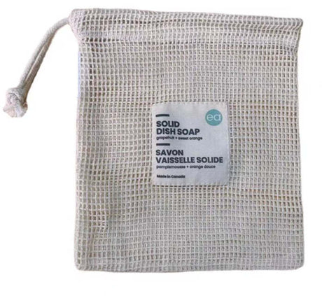 Drawstring Cotton Mesh Pouch With Woven L