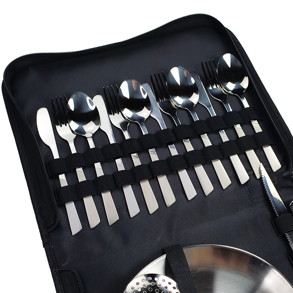 Ensemble de couverts de camping avec étui 