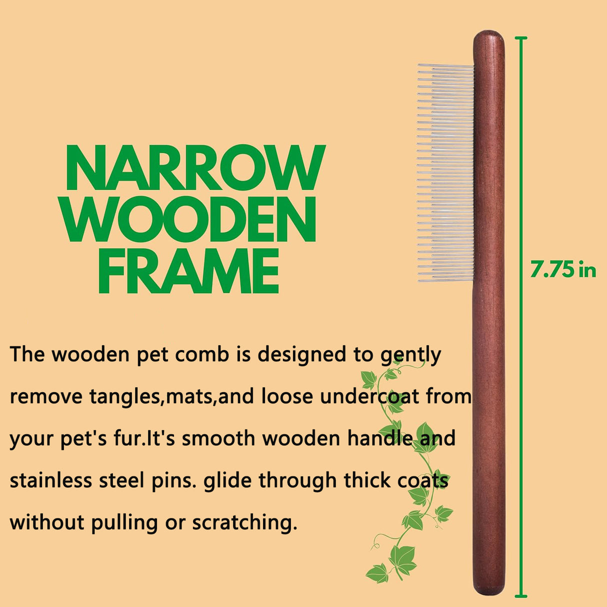 Wooden & Metal Pet Comb