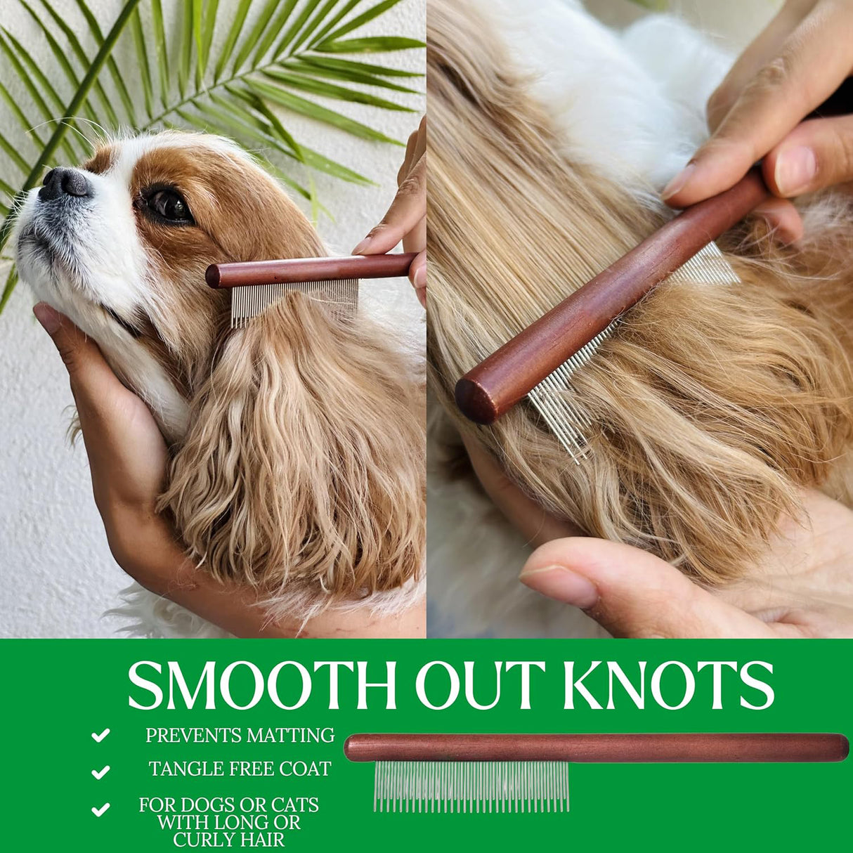 Wooden & Metal Pet Comb