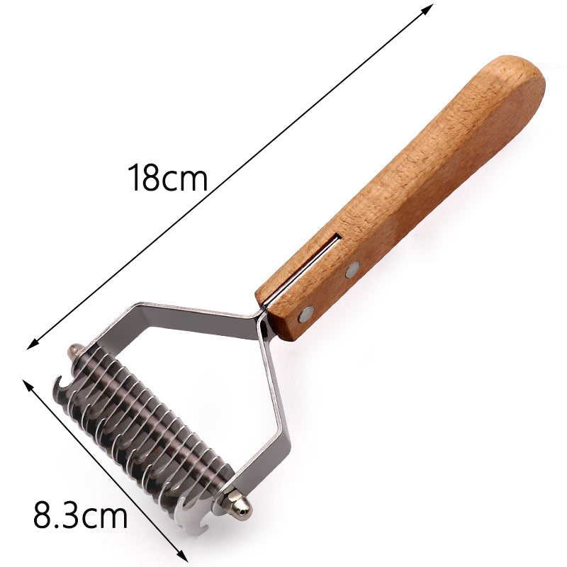 Dog & Cat Detangler Comb - Natural Wood Handle