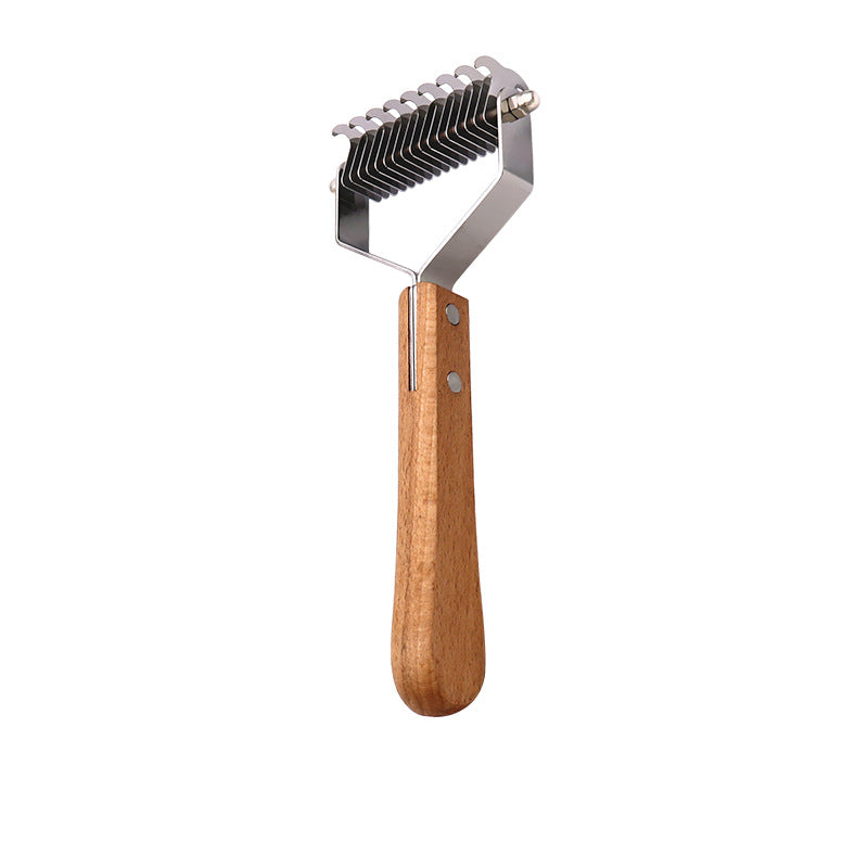 Dog & Cat Detangler Comb - Natural Wood Handle