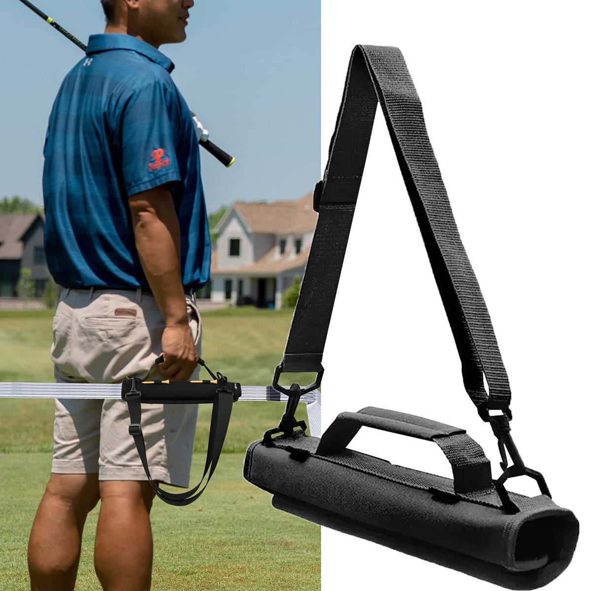 Golf Pole Carry Bag Lightweight Foldable Case With Strap
