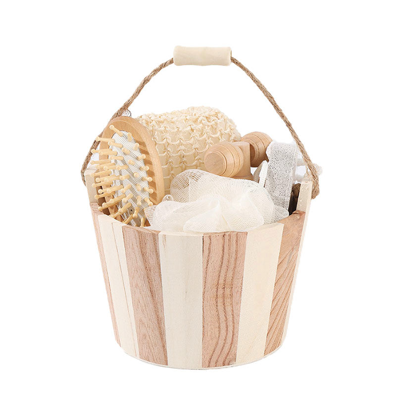 Portable Wooden Bucket Complete Spa Bath Set